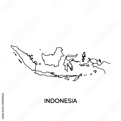 Outline Map of Indonesia – Minimalist Line Art Vector