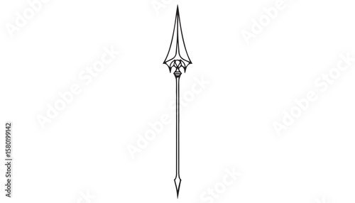 Continuous one single minimal line drawing spear