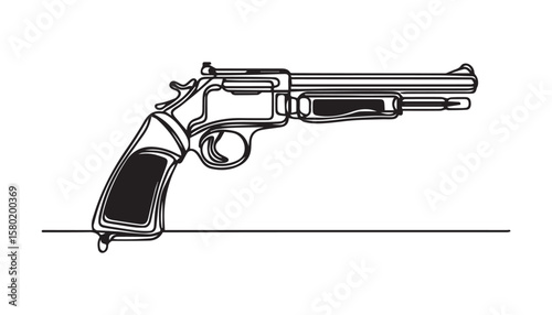 Continuous one single minimal line drawing revolver