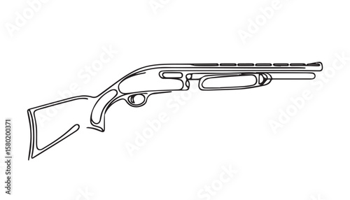 Continuous one single minimal line drawing shotgun 