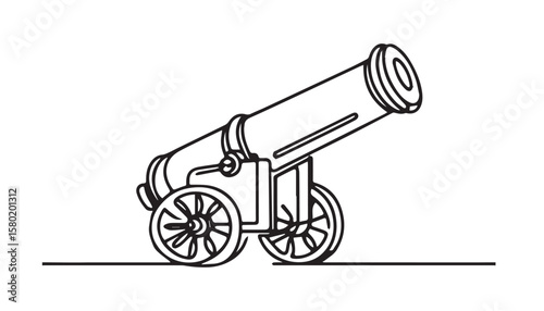 Continuous one single minimal line drawing cannon
