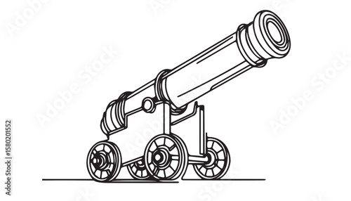 Continuous one single minimal line drawing cannon