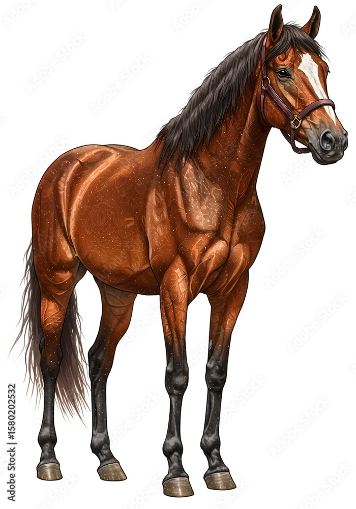 Obraz premium Illustration of Brown Horse Animal Isolated on Transparent Background