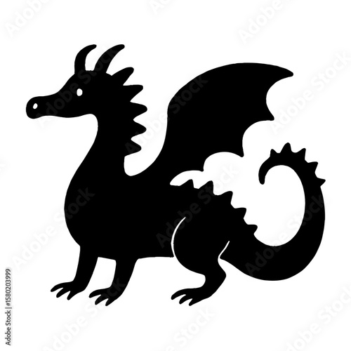 Mythical silhouette dragon illustration vector