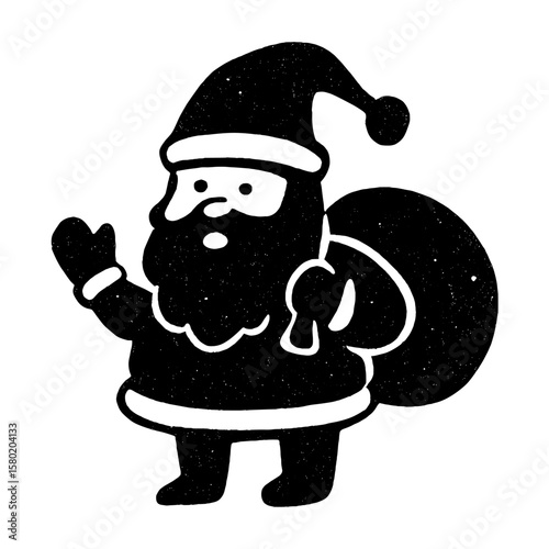 Santa silhouette waving cheerfully vector
