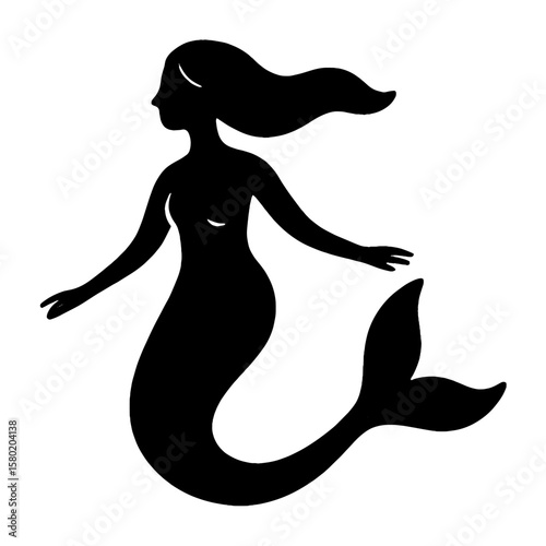 Silhouette mystical aquatic creature vector