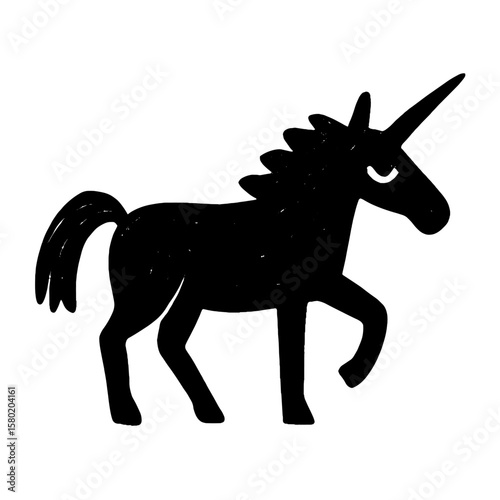 Silhouette mythical unicorn graphic vector