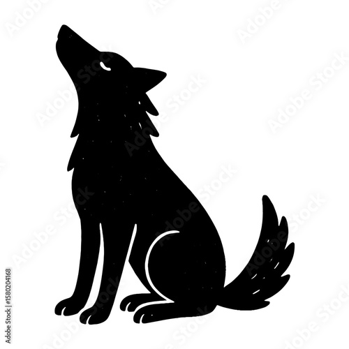 Silhouette howling wolf illustration vector