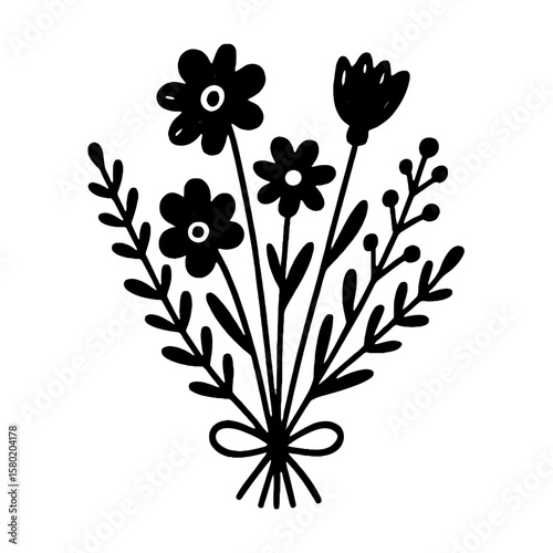 Elegant floral silhouette illustration vector