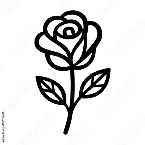 Elegant rose line art illustration vector