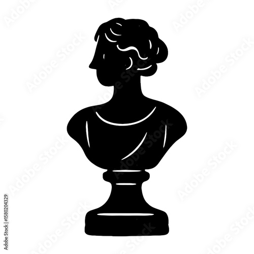 Elegant classical bust silhouette vector