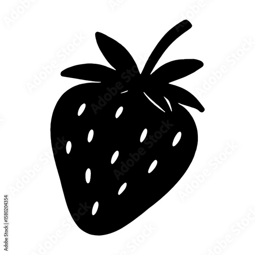 Black strawberry silhouette illustration vector