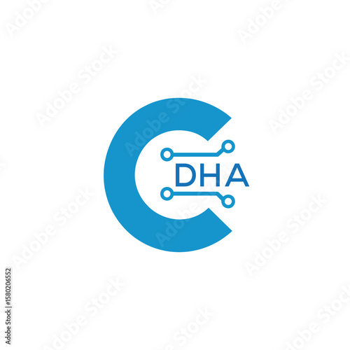 Classic Shield Logo with Stars and DHA Letters – Premium Badge or Security Brand Identity. DHA Letter Logo.
