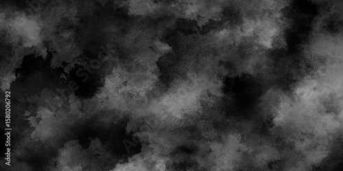 Abstract dark smoky background. Vintage Gray smoke texture. Powder explosion background. Fog isolated on black background. Fume overlay design.