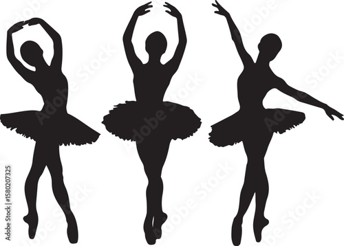 Ballet dancers performing graceful poses silhouette
