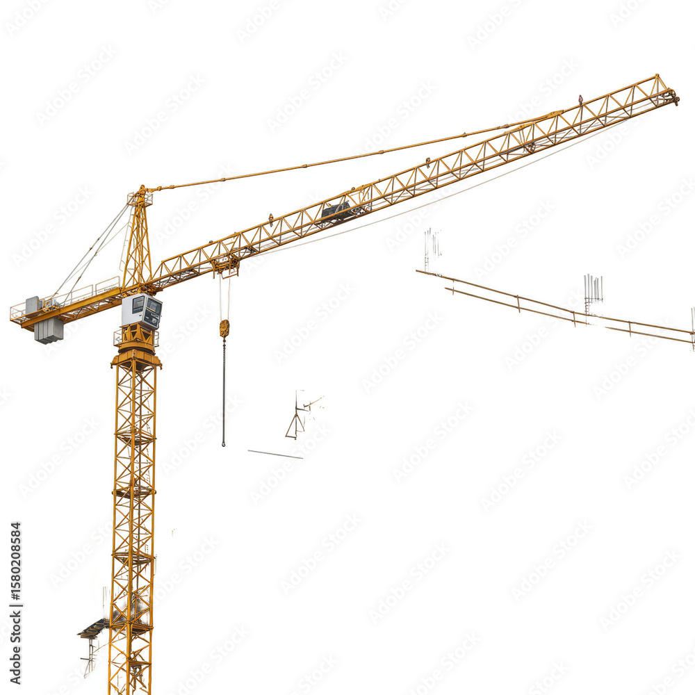 Illustration of Yellow Crane Construction Tower with Transparent Background Illustration of Yellow Crane Construction Tower with Transparent Background