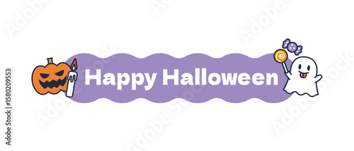 ハロウィンモチーフのバナーイラスト / ベクター