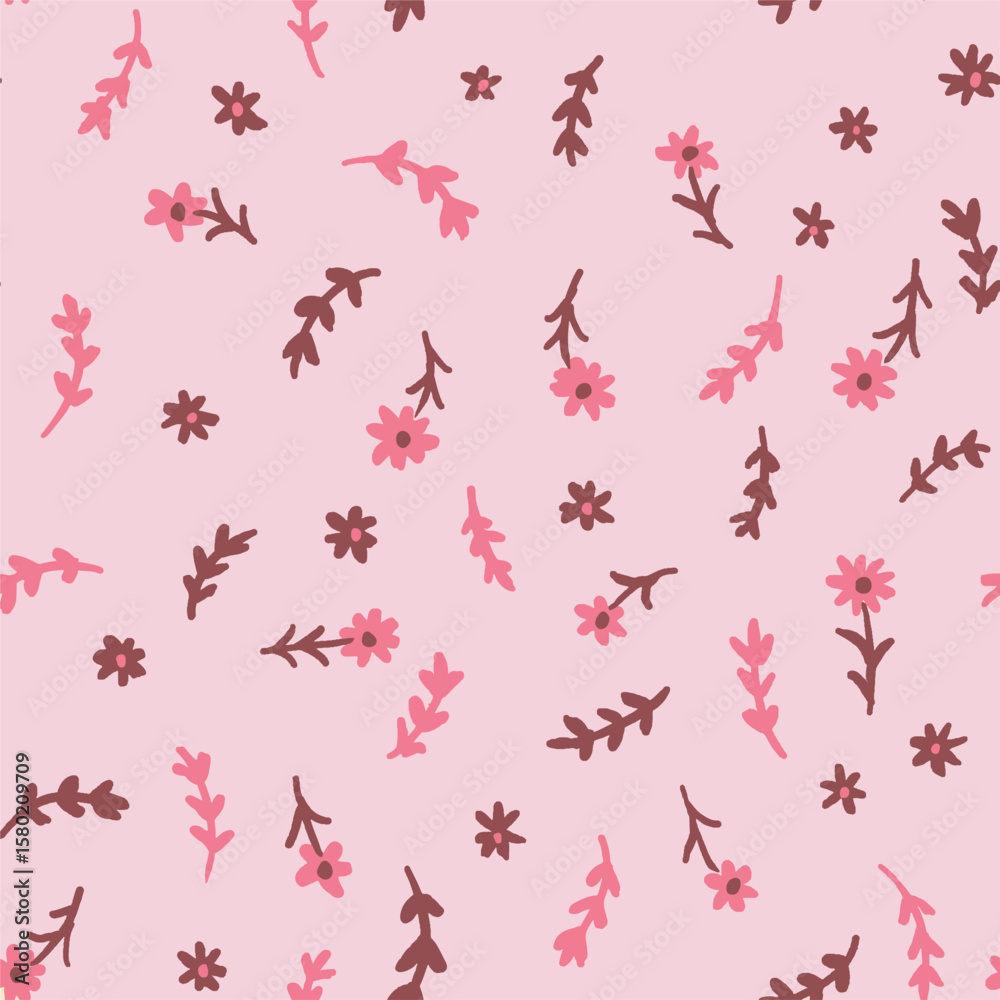Fototapeta premium Seamless Botanical Pattern with Blossoms, Perfect for textile design, wallpaper creation, or decorative projects