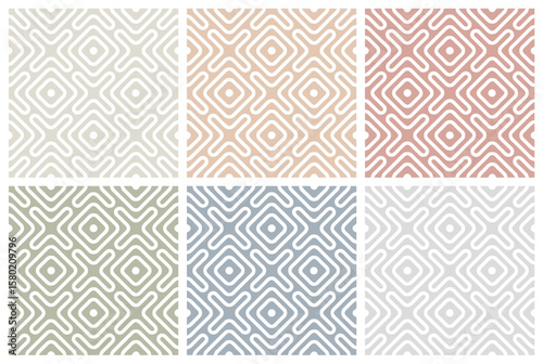 Abstract geometric seamless pattern set in pastel colors collection for design