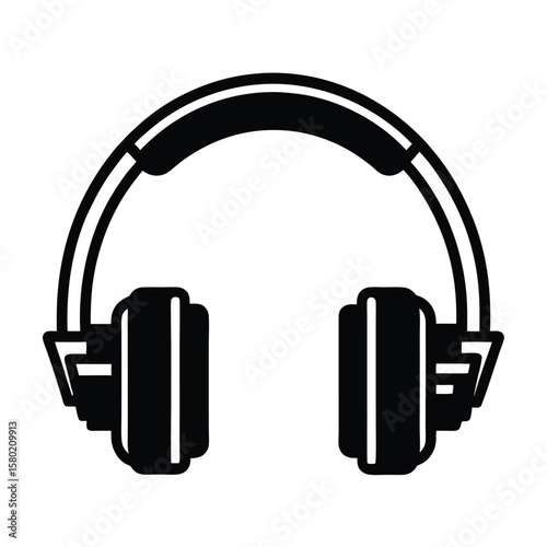 Vibrant vector icon illustrating audio technology with headphones, perfect for designs related to music, sound, and entertainment