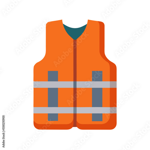 A bright orange high-visibility safety vest with reflective silver stripes and multiple pockets, commonly worn by construction workers and road crews.