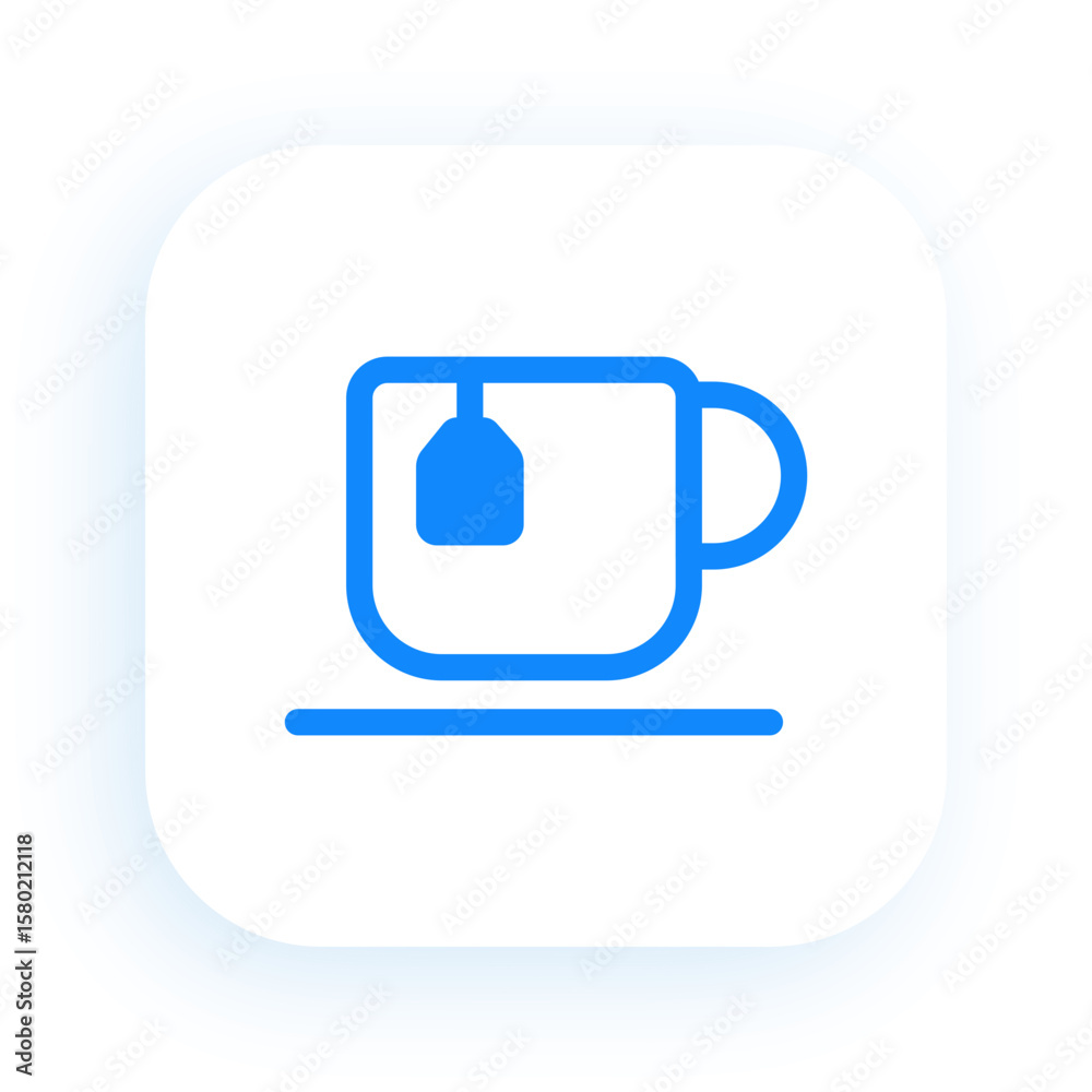 Fototapeta premium Hot Cup of Tea with Simple Blue Line