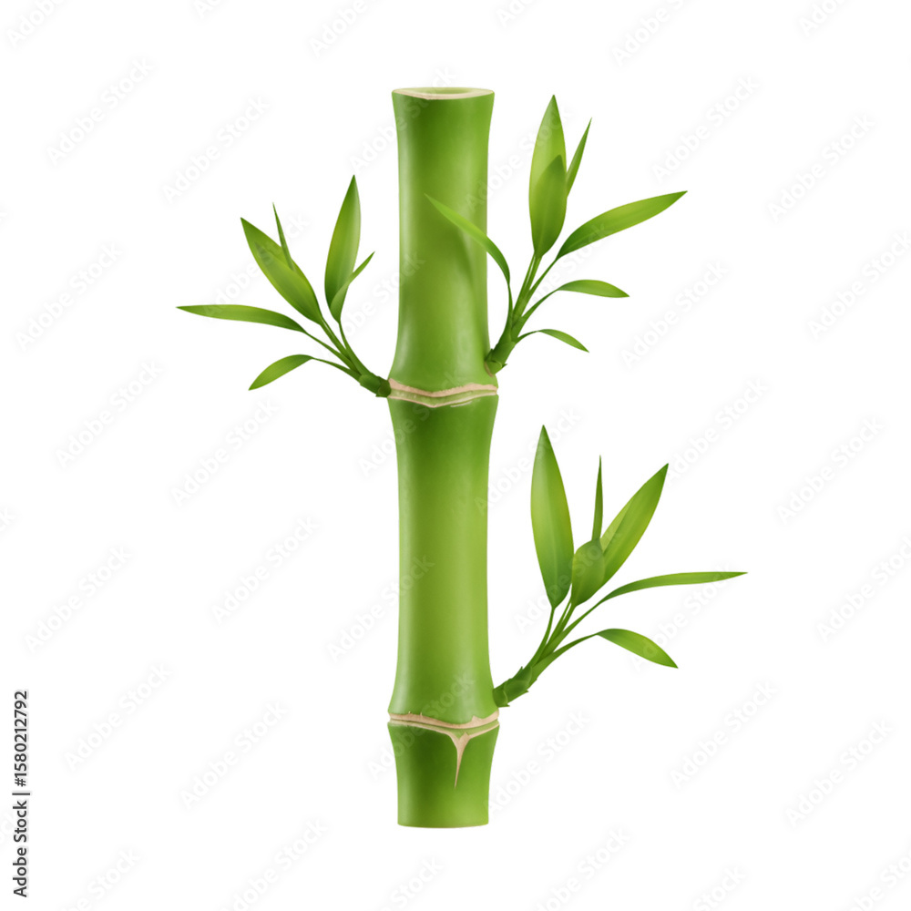 Obraz premium Isolated Bamboo Stalks With Green Leafs On Transparent Background Illustration