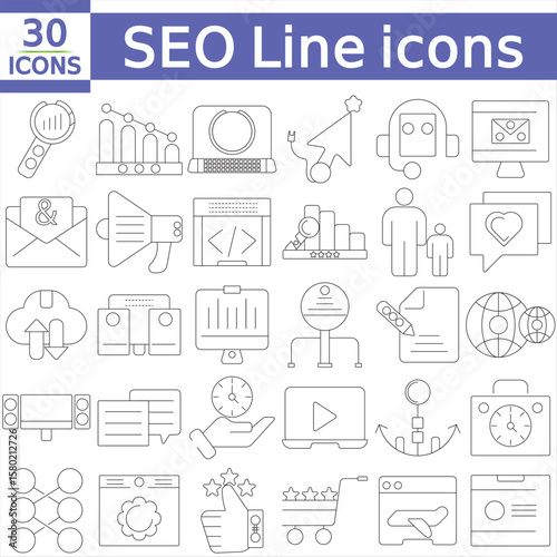 SEO - search engine optimization thin line icons set. seo icon collection. Search optimization symbol.
