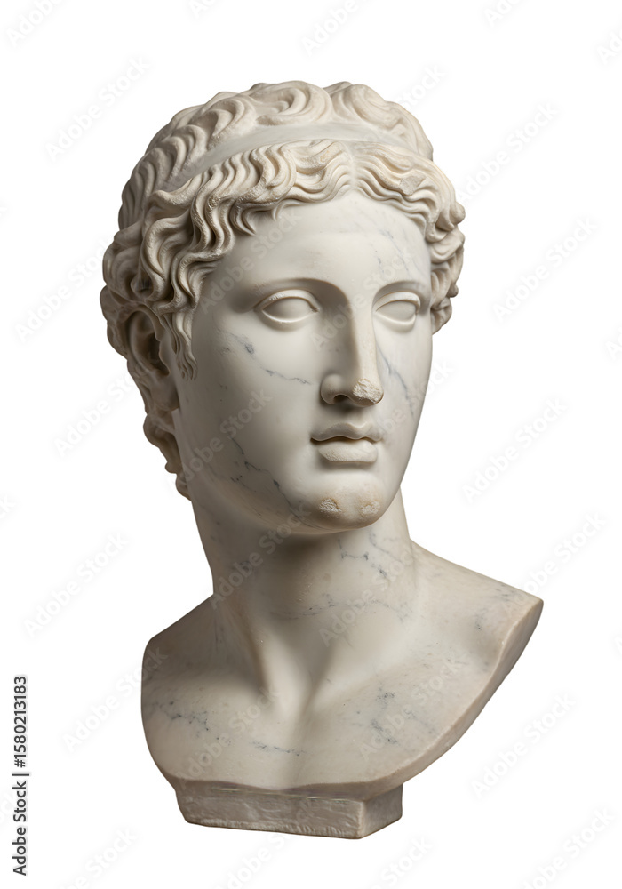 Obraz premium Isolated Marble Sculpture Bust of White Head Art on Transparent Background