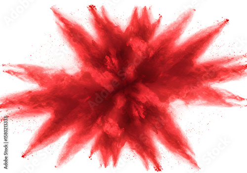 Abstract Red Explosion Powder Burst Splash Isolated Transparent Background