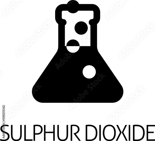 A laboratory glass beaker chemistry icon concept. Possibly an icon for the sulphur dioxide allergen or allergy.