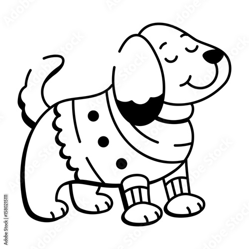 A sketchy style icon depicting dog sweater  
