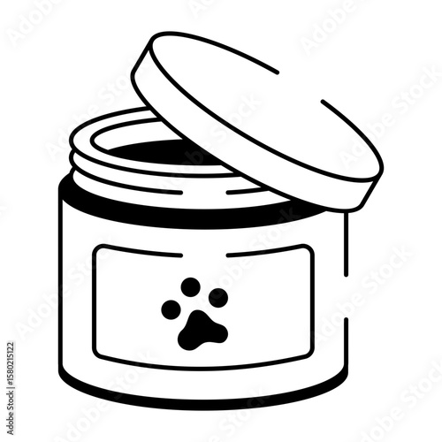 A hand drawn style icon showing paw balm  
