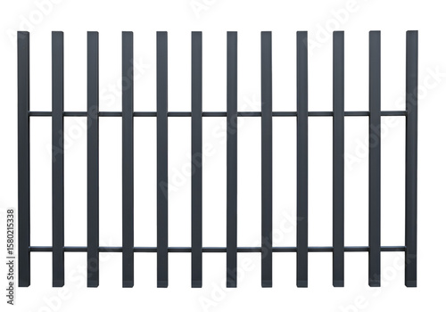 Isolated Metal Fence Black Iron Picket Boundary Design On Transparent Background