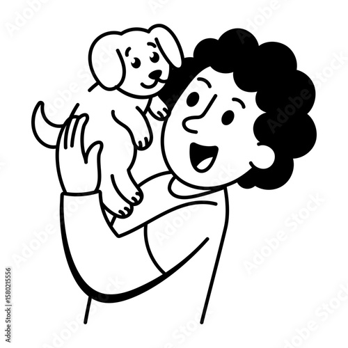 A doodle style icon showing pet owner  
