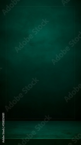 A dark green backdrop with a faint frame line and subtle lighting effect on the surface