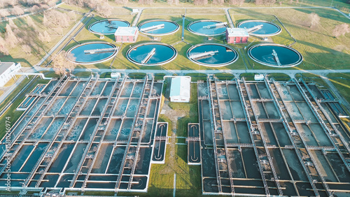 Obraz na płótnie Aerial wastewater plant for sustainable water management