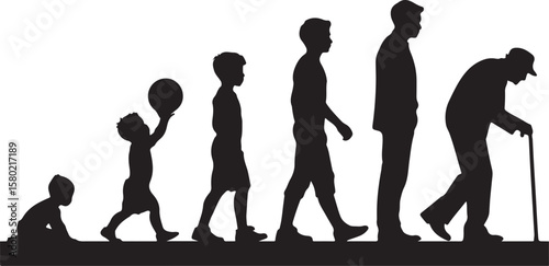 Human life stages progression silhouette