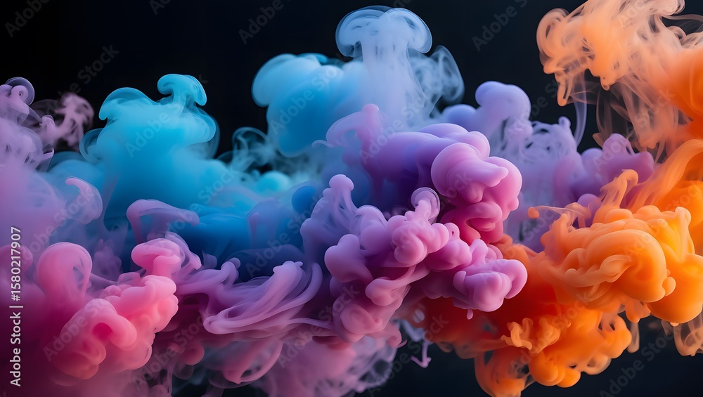Fototapeta premium Colorful Vibrant Smoke Explosion on Black Background