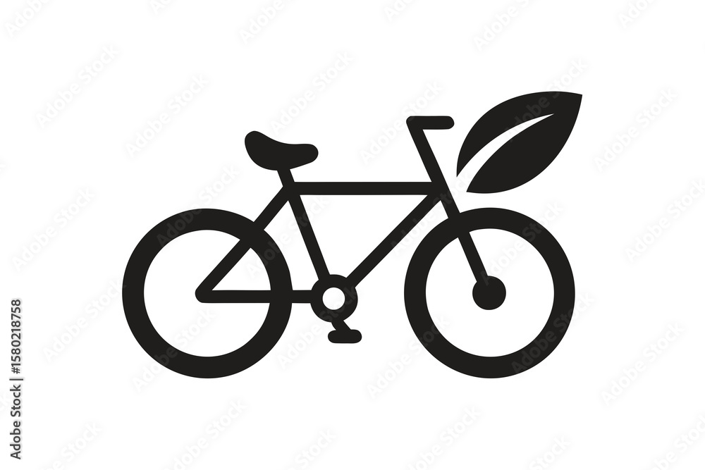 Obraz premium bicycle glyph icon leaf eco transport