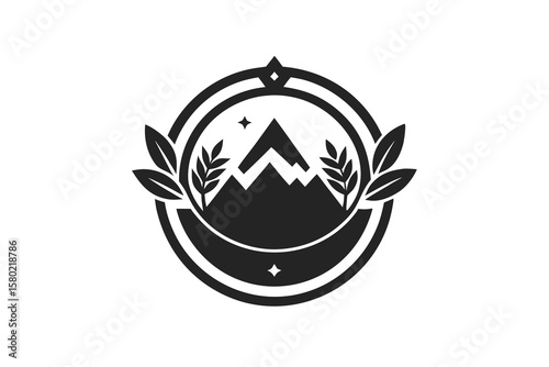 adventure badge icon mountain nature black