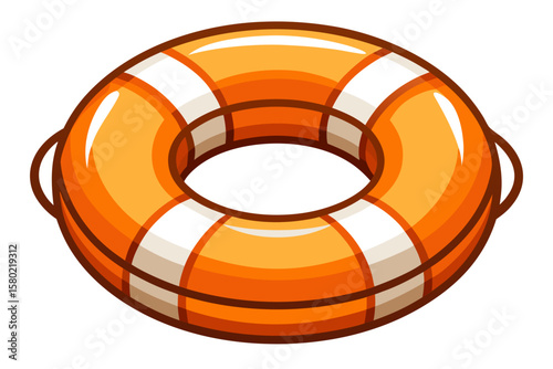 cartoon orange life buoy inflatable safety icon