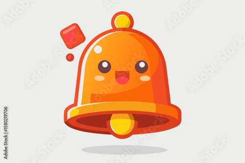 red cartoon bell exclamation warning alert icon