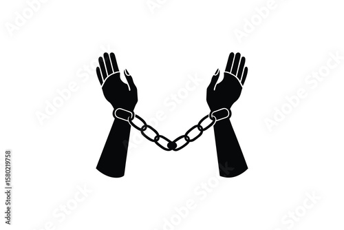 Hands in Chains Symbolizing Freedom Liberation and Breaking Free from Oppression with a Strong and Evocative Silhouette
