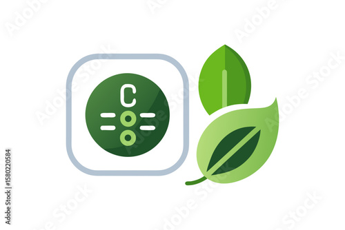 smart thermostat icon with eco leaf