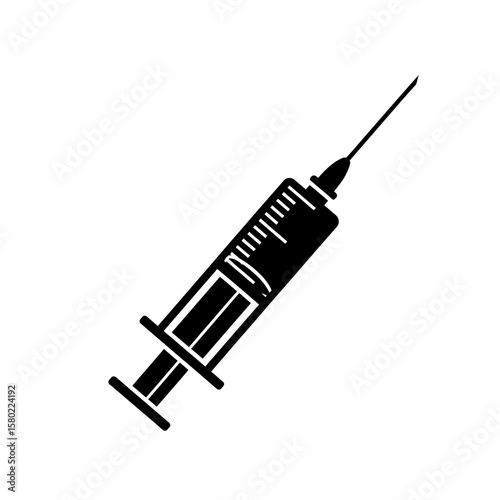 Vaccine Syringe Silhouette - Modern Medical and Public Health Icon