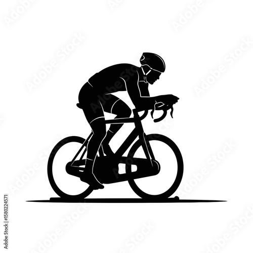 Cyclist Training Indoors - Cycling & Fitness Silhouette Icon