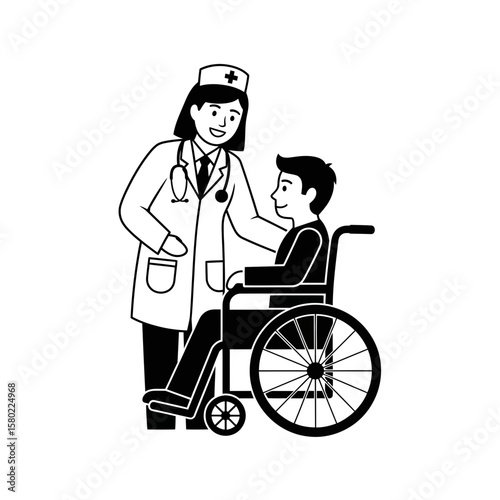 Smiling Doctor Looking at a Patient - Compassionate Healthcare Silhouette