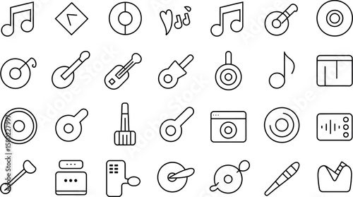 Modern Music Icons: Linear Style, Clean Design,  Positive Vibe