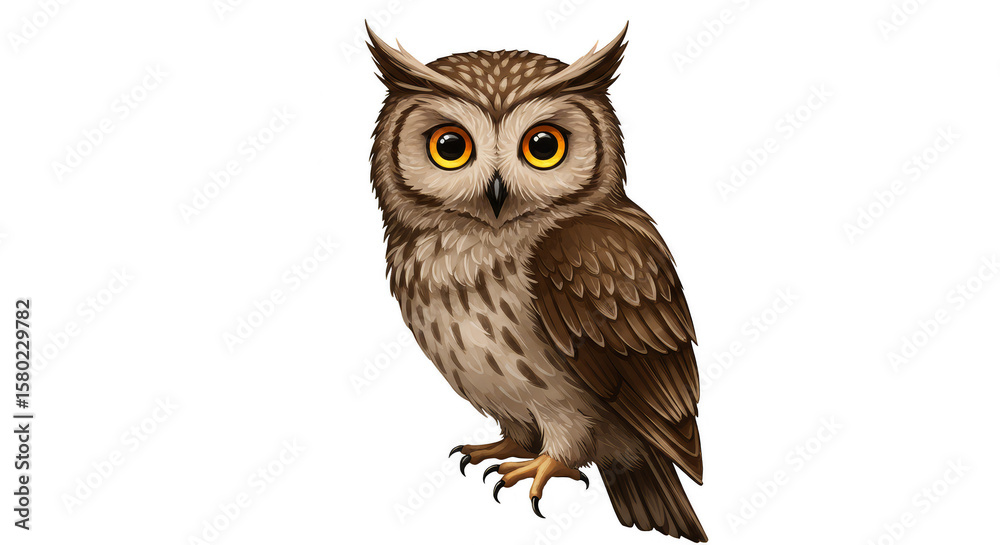 Fototapeta premium Isolated Cute Owl Wildlife Bird Feather Animal Illustration